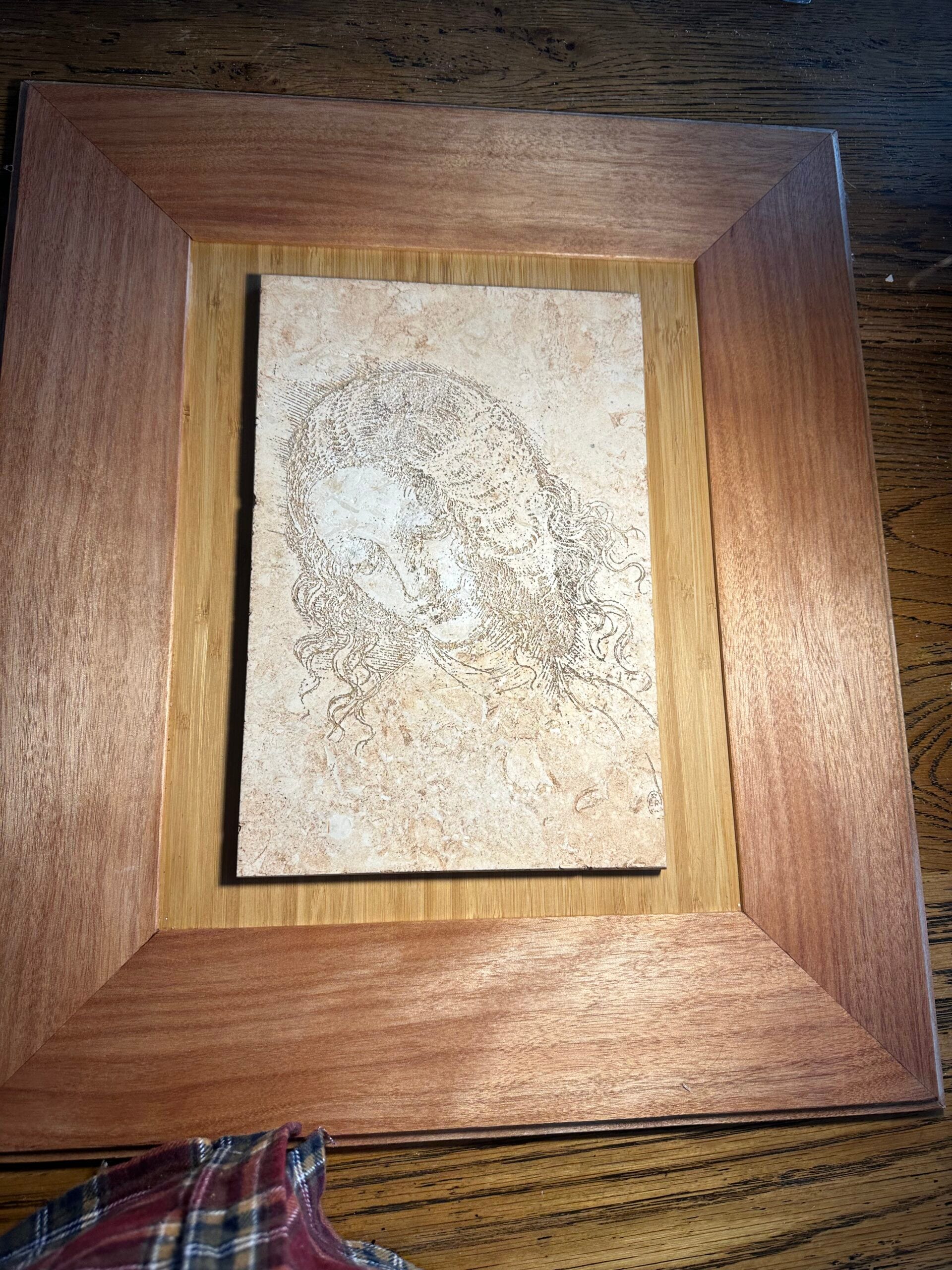 La Scapigliata in umber, large 30x20x1.2 cm, box mount 37x29x3.5 cm - Image 4