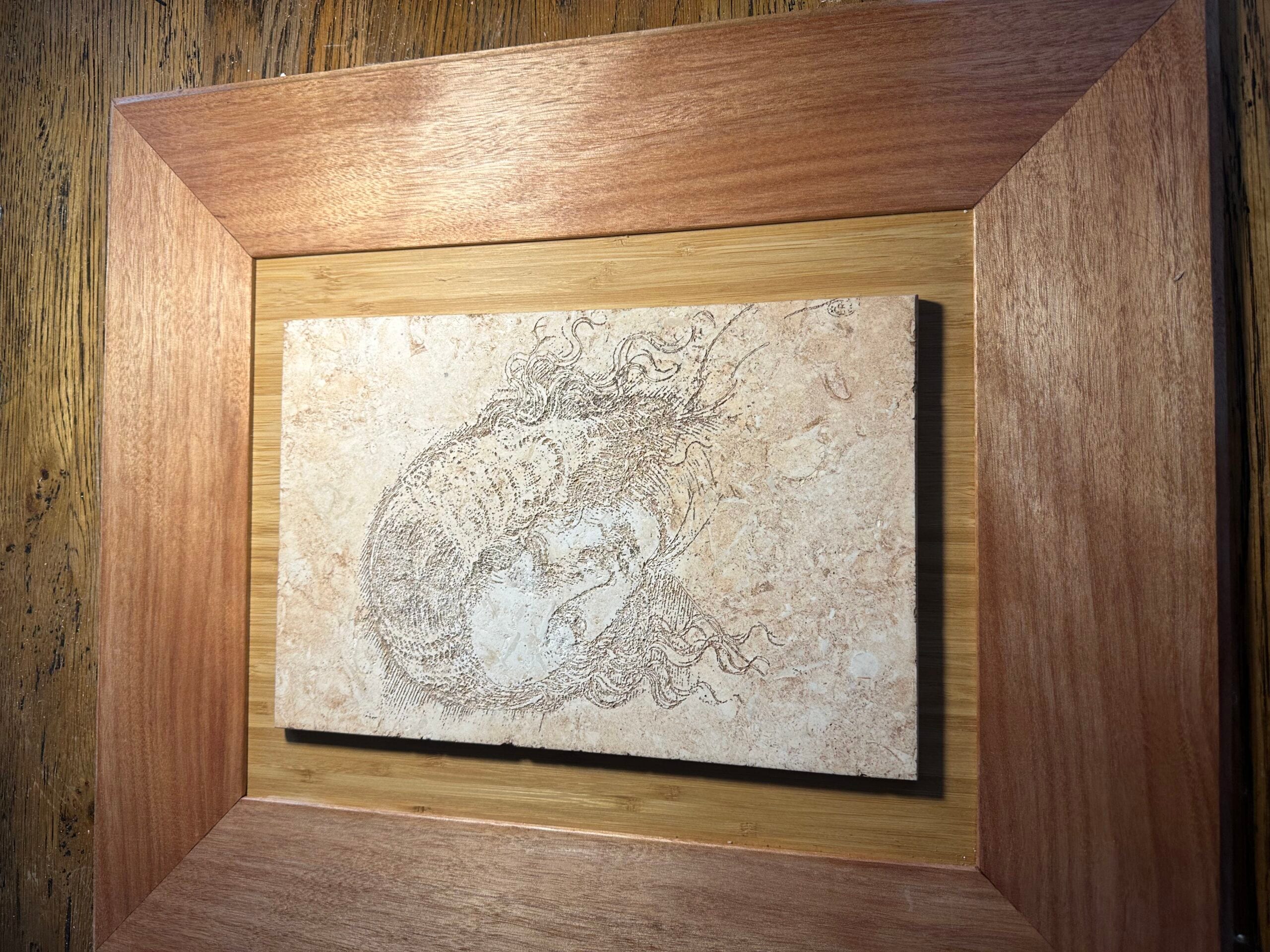 La Scapigliata in umber, large 30x20x1.2 cm, box mount 37x29x3.5 cm - Image 7