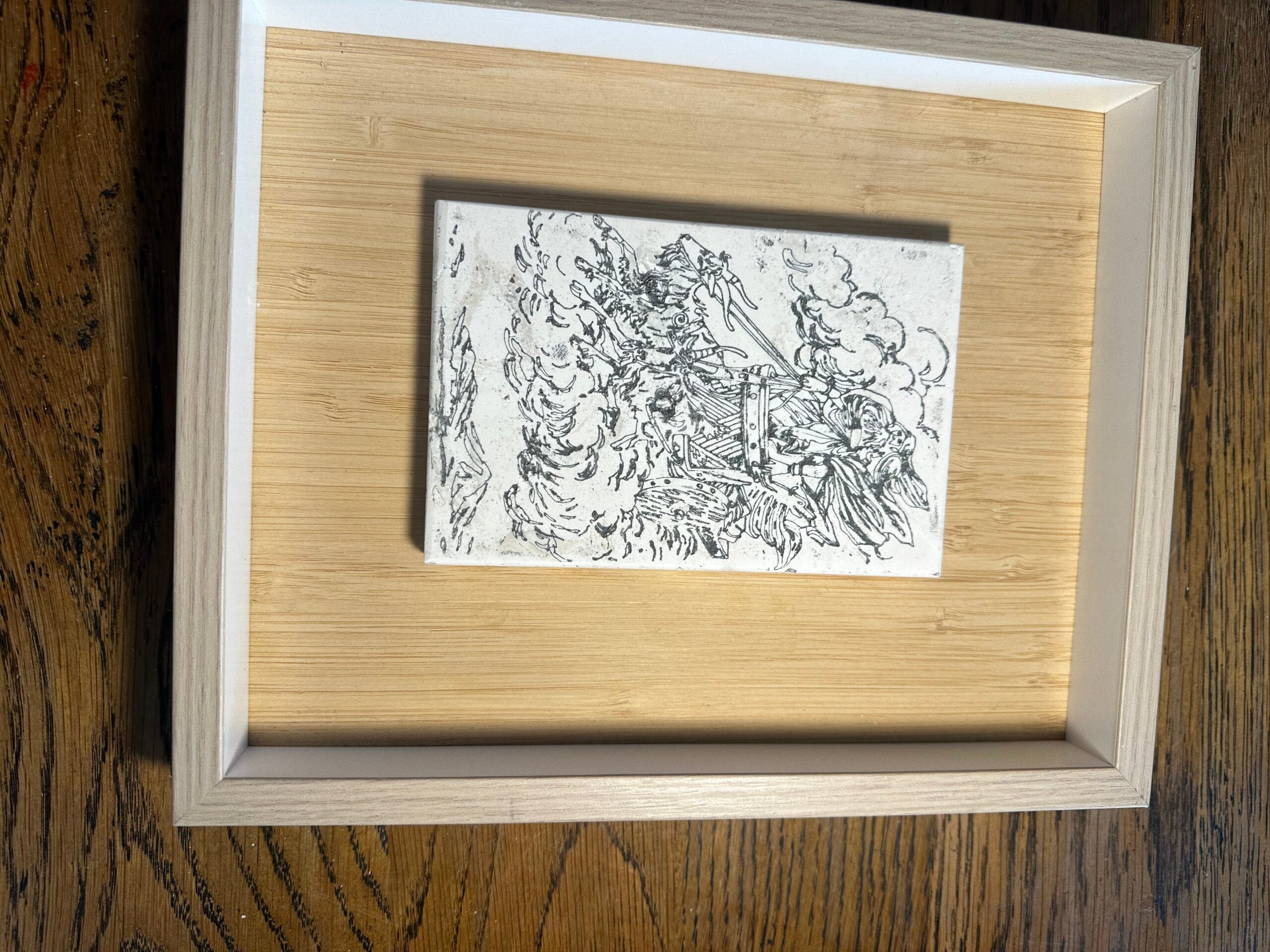 La Scapigliata in Umber large 30x20x1.2cm, framed in 53.5x46cm ash mount - Image 33