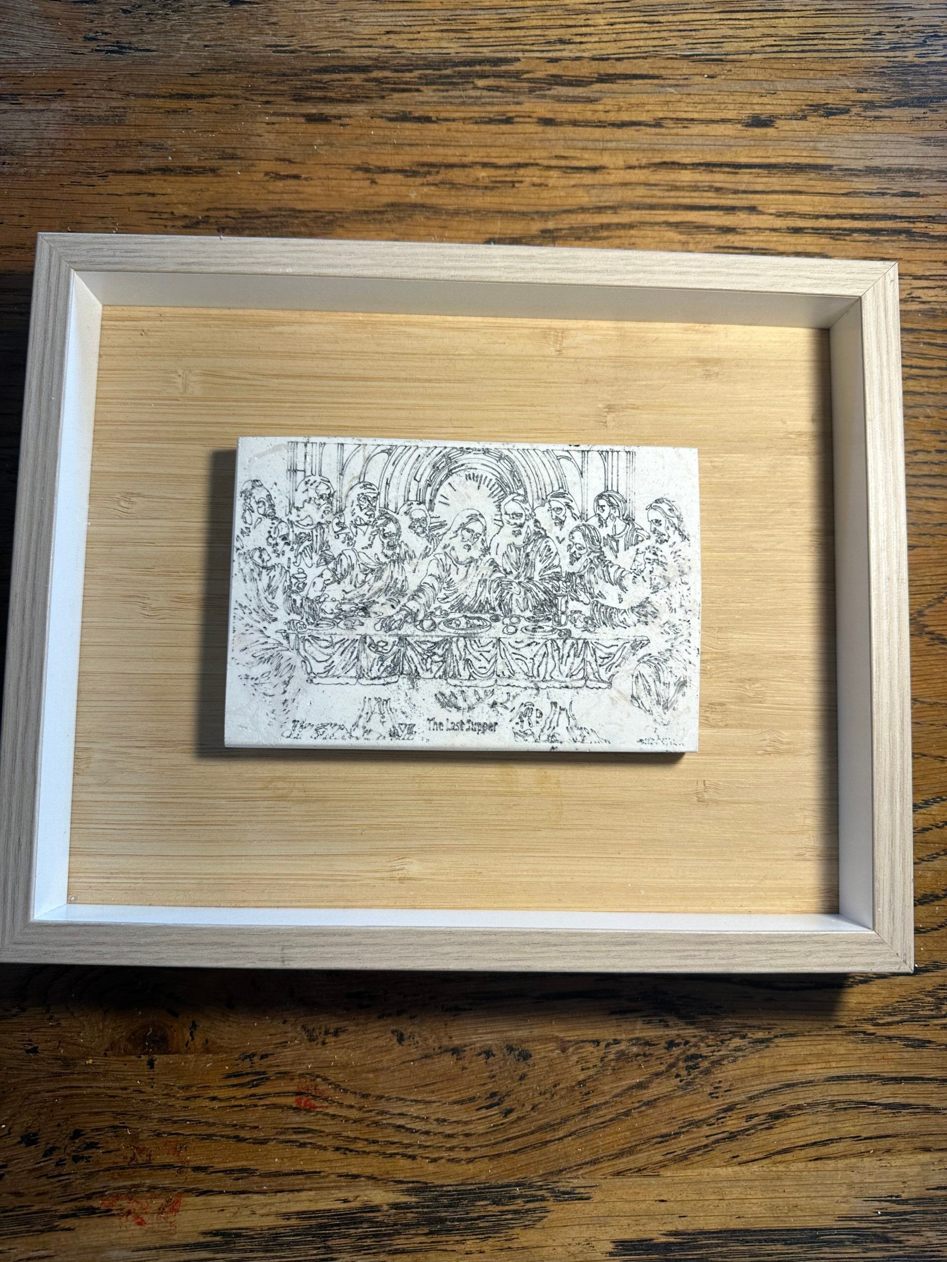 The Last Supper15cmx10cmx1.2cm, box framed 27x22x3.5cm
